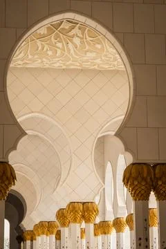 Architectural details of the sublime Abu Dhabi mosque - United Arab Emirate.. Stock Photos