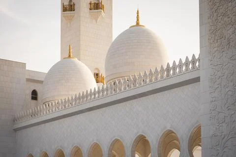 Architectural details of the sublime Abu Dhabi mosque - United Arab Emirate.. Stock Photos
