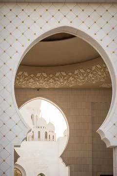 Architectural details of the sublime Abu Dhabi mosque - United Arab Emirate.. Stock Photos