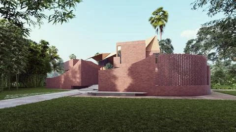 Architectural Dialogue Greek Building Structures in Conversation with Moder.. Illustrazione stock