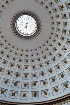 Architectural dome ceiling with intricate patterns in Temple of Canova  in .. Stock Photos