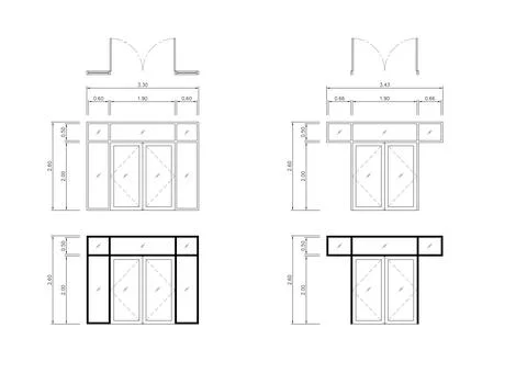 Architectural door and window elevation drawings Stock Illustration