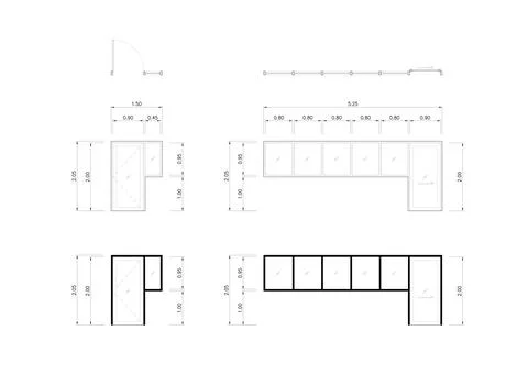 Architectural door and window elevation drawings Stock Illustration
