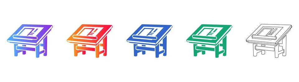 Architectural Drafting Table Vector Icons 스톡 일러스트