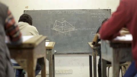 Architectural drafting/drawing class lines perspective Video stock 95041296