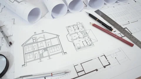 Architectural drawing animation Stock Footage 60632215