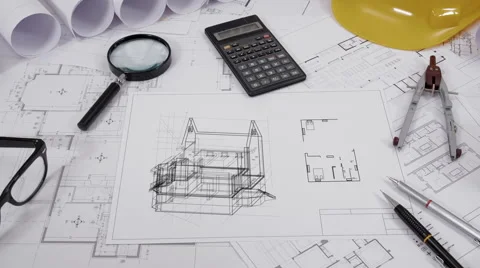 Architectural drawing animation Stock Footage 60635139