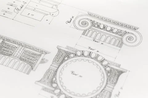 Architectural drawing - detail column Stock Photos