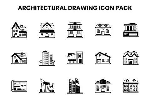Architectural Drawing DuoTone Icons Pack 스톡 일러스트