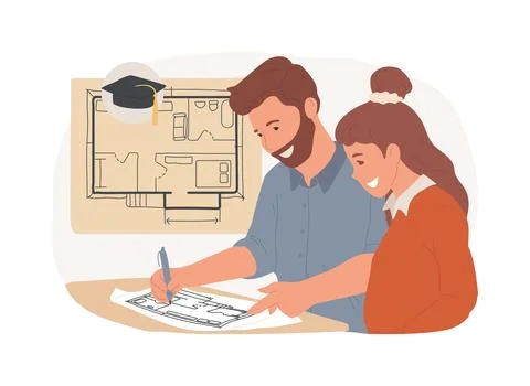 Architectural drawing isolated cartoon vector illustrations. Stock Illustration