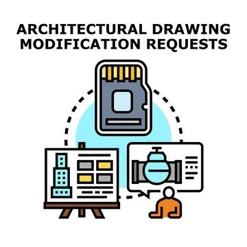Architectural drawing modification requests concept illustration Stock Illustration