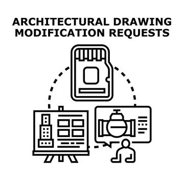 Architectural drawing modification requests concept illustration 스톡 일러스트