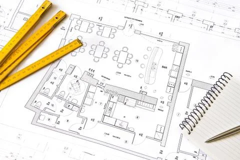 Architectural drawing, objects Stock Photos