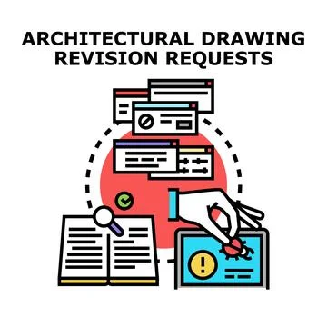 Architectural drawing revision requests management process Stock Illustration
