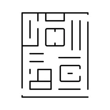 Architectural drawing showing building floor plan layout Ilustración de archivo