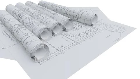 Architectural drawings. Flat and rolled イラスト素材