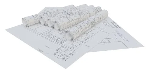 Architectural drawings. Flat and rolled Stockillustratie