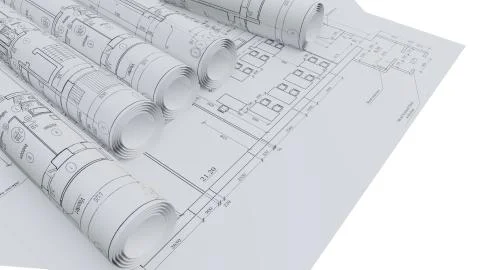 Architectural drawings. Flat and rolled 스톡 일러스트