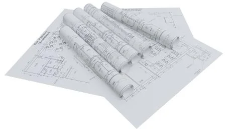 Architectural drawings. Flat and rolled Stock Illustration