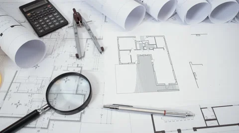Architectural drawings Stock Footage 60632488
