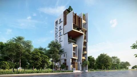 Architectural Elegance 3D Renderings of Luxury Condominiums Stock-Illustration