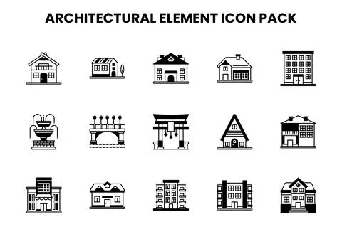 Architectural Element DuoTone Graphics Icons Pack Stock Illustration