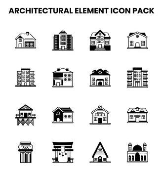 Architectural Element DuoTone Graphics Icons Pack Stock Illustration
