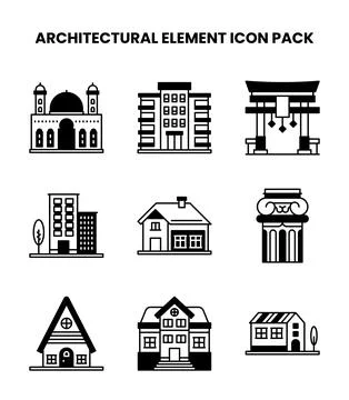 Architectural Element DuoTone Icons Pack Stock Illustration