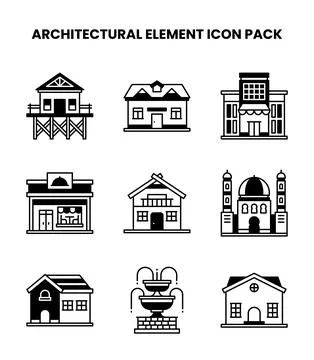 Architectural Element DuoTone Vector Icons Pack Stock Illustration