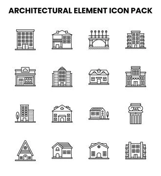 Architectural Element Line Vector Icons Pack Stockillustratie