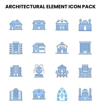 Architectural Element Two Colour Design Icons Pack Stock Illustration