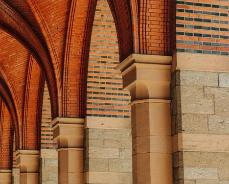 Architectural elements, 18th century brick arches and vaults, historic Euro.. Stock Photos