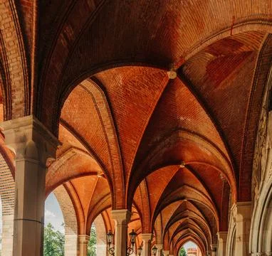 Architectural elements, 18th century brick arches and vaults, historic Euro.. Stock Photos