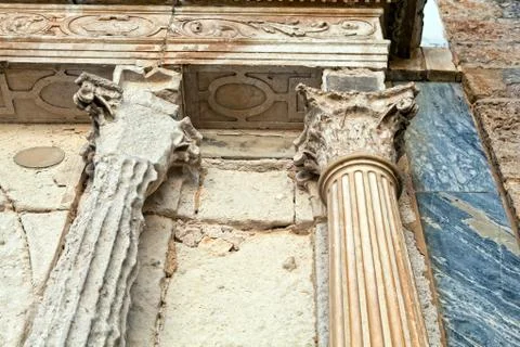 Architectural elements of the ancient temple Stock Photos