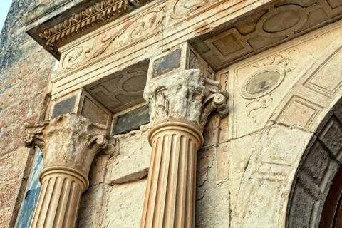 Architectural elements of the ancient temple 스톡 사진