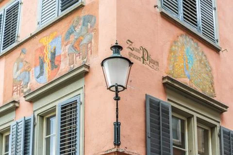 Architectural Elements and windows of Historical buildings in the center of Z Stock Photos