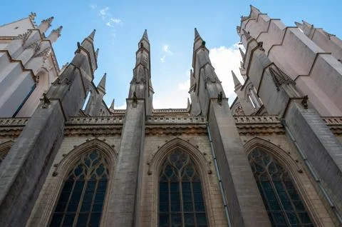 Architectural elements, Cathedral of St. Peter and St. Paul of Nantes, Nant.. Stock Photos