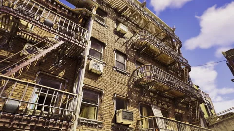 Architectural elements including brick walls and dramatic lighting effects Stock Footage 340659656