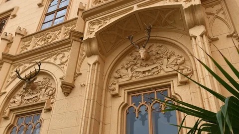 Architectural elements of Lednice castle, Czech Republic Stock Footage 97861076