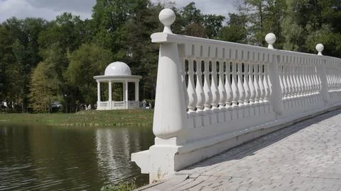 Architectural elements made of artificial stone balusters bench Stock Photos
