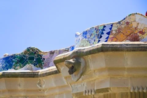 Architectural elements in park guell Fotos Stock