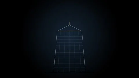 Architectural elevation drawing itself line by line, loop 4K Stock Footage 346721946