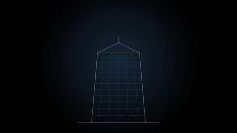 Architectural elevation drawing itself line by line, 4K data illustration Stockillustratie