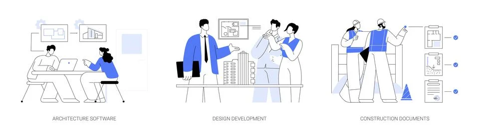 Architectural engineering abstract concept vector illustrations. Stock Illustration