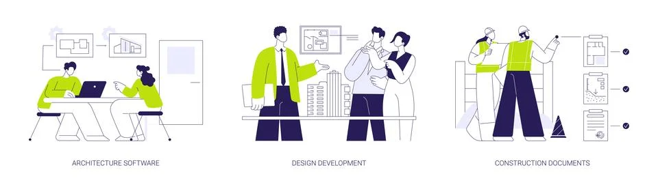 Architectural engineering abstract concept vector illustrations. Illustrazione stock