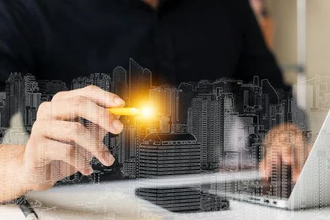 Architectural engineering concepts with engineers and architects, planning th Stock Photos