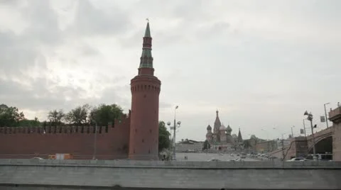 The architectural ensemble of the Moscow Kremlin. View from the river. Stock Footage 22158769
