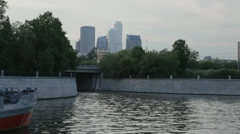 The architectural ensemble of Moscow. View from the river. Stock Footage 22158609