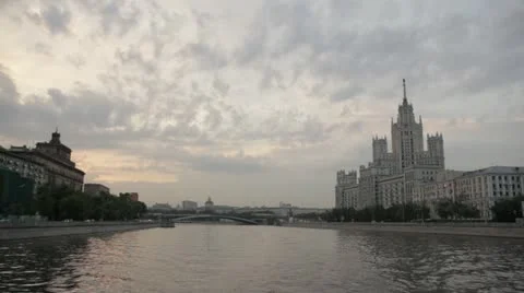 The architectural ensemble of Moscow. View from the river. Stock Footage 22165221