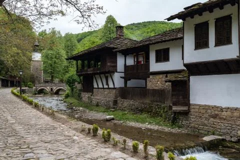 Architectural ethnographic complex "Etar", the first one of this type in Bulg Stock Photos